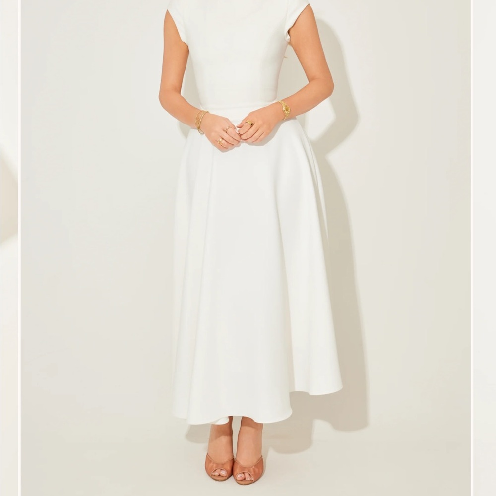 Odd Muse White Cap sleeve Midi Dress